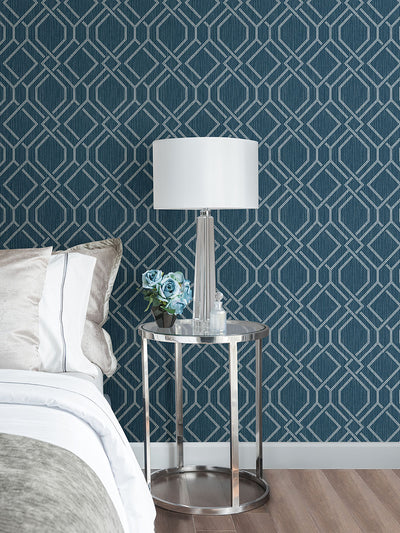product image for Frege Blue Trellis Wallpaper from the Radiance Collection by Brewster Home Fashions 87