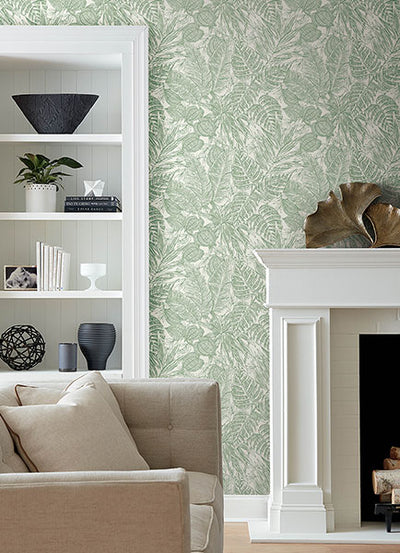 product image for Brentwood Green Palm Leaves Wallpaper by Scott Living 85