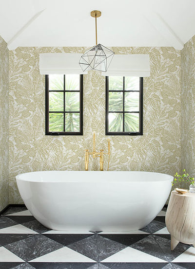 product image for Brentwood Yellow Palm Leaves Wallpaper by Scott Living 0