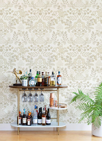 product image for Getty Cream Jungle Damask Wallpaper by Scott Living 64