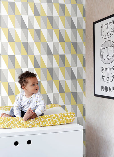 product image for Inez Mustard Geometric Wallpaper from the Fable Collection by Brewster 79