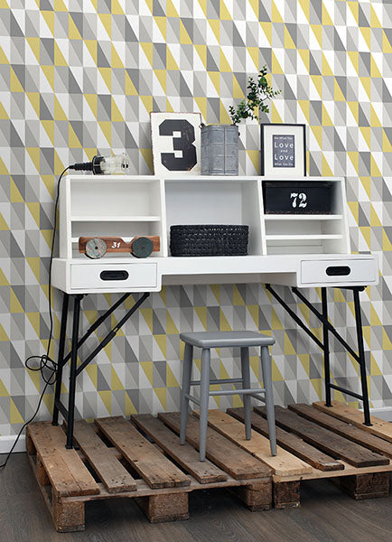 media image for Inez Mustard Geometric Wallpaper from the Fable Collection by Brewster 25