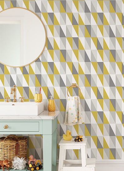 product image for Inez Mustard Geometric Wallpaper from the Fable Collection by Brewster 48