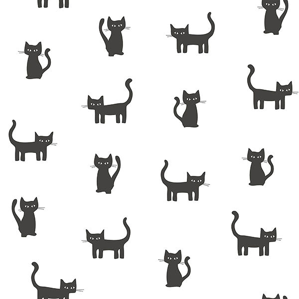 media image for Delia Black Kitty Wallpaper from the Fable Collection by Brewster 242