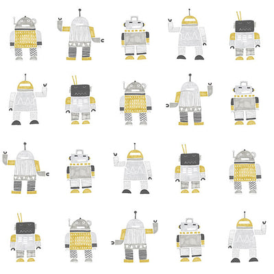 product image of Callum Gold Robots Wallpaper from the Fable Collection by Brewster 585