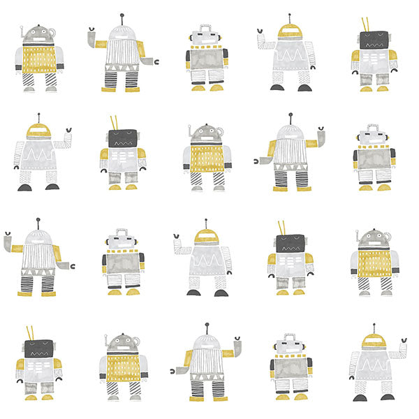 media image for Callum Gold Robots Wallpaper from the Fable Collection by Brewster 213