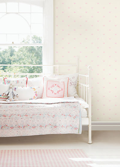 product image for Bea Light Pink Crowns Wallpaper from the Fable Collection by Brewster 94