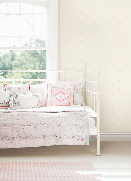media image for Bea Light Pink Crowns Wallpaper from the Fable Collection by Brewster 243