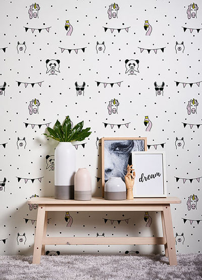 product image for Orlow Pink Llama Wallpaper from the Fable Collection by Brewster 50