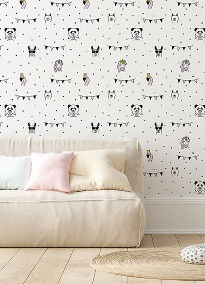 product image for Orlow Pink Llama Wallpaper from the Fable Collection by Brewster 32