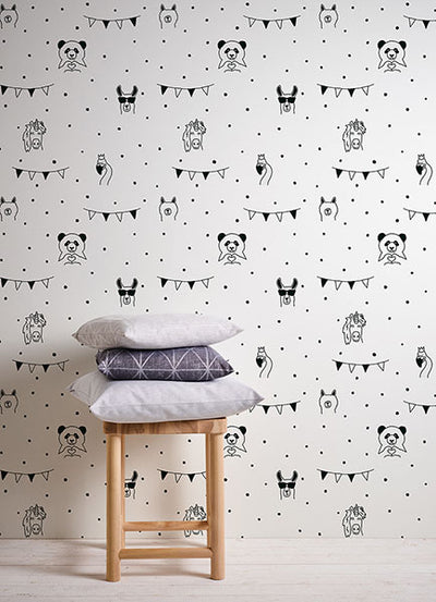 product image for Orlow Black Llama Wallpaper from the Fable Collection by Brewster 12