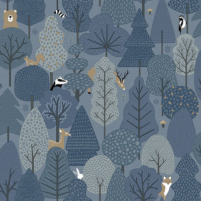 product image of Quillen Indigo Forest Wallpaper from the Fable Collection by Brewster 520