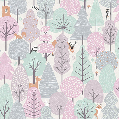 product image for Quillen Pink Forest Wallpaper from the Fable Collection by Brewster 7