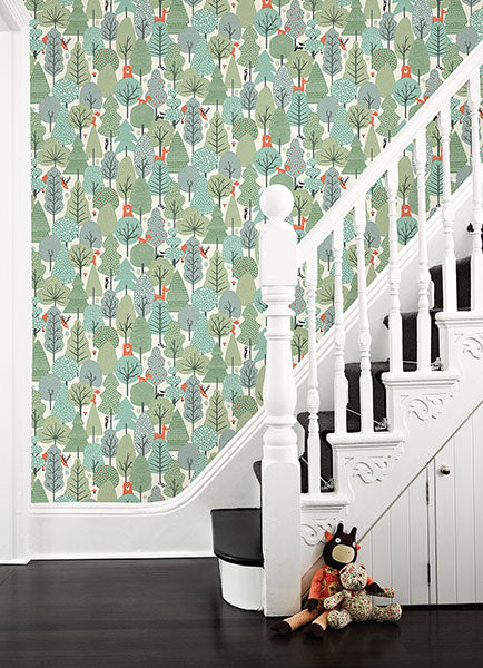 media image for Quillen Green Forest Wallpaper from the Fable Collection by Brewster 289