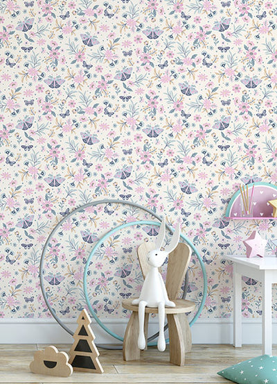 product image for Zev Pink Butterfly Wallpaper from the Fable Collection by Brewster 5