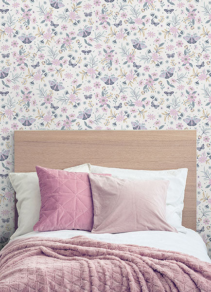 media image for Zev Pink Butterfly Wallpaper from the Fable Collection by Brewster 248