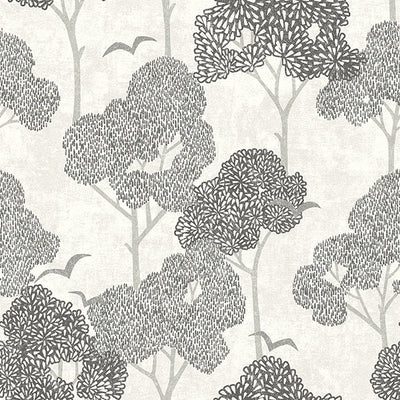 product image of Lykke Black Textured Tree Wallpaper from Hannah Collection by Brewster 533