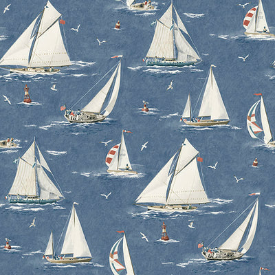 product image of Leeward Navy Sailboat Wallpaper 556