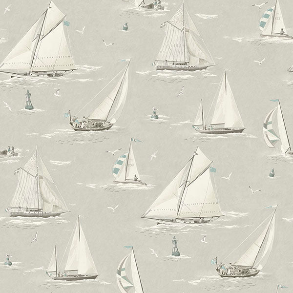 media image for Leeward Light Grey Sailboat Wallpaper 264