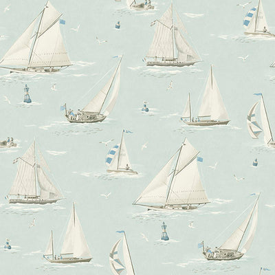 product image of Leeward Aqua Sailboat Wallpaper 581