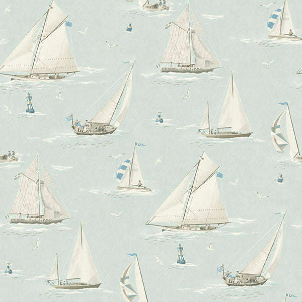 media image for Leeward Aqua Sailboat Wallpaper 21