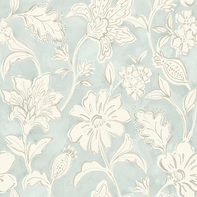 product image of Plumeria Aqua Floral Trail Wallpaper 575