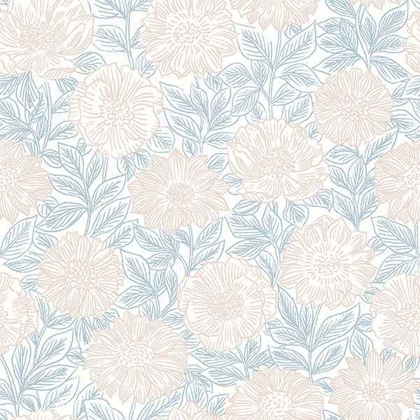 media image for Faustin Blush Floral Wallpaper from the Delphine Collection by Brewster 283