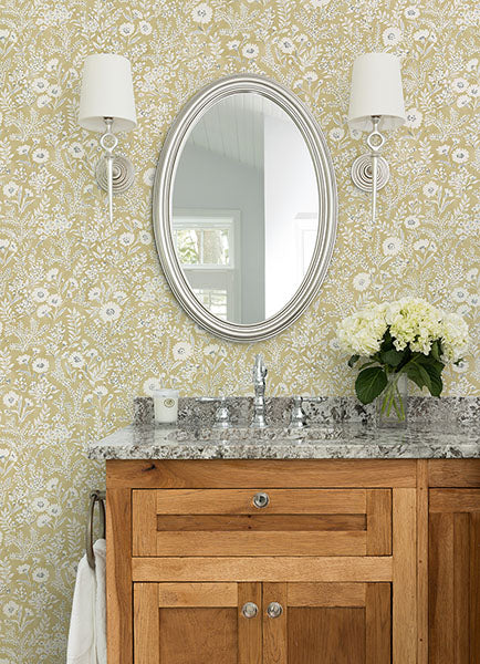 media image for Agathon Wheat Floral Wallpaper from the Delphine Collection by Brewster 237