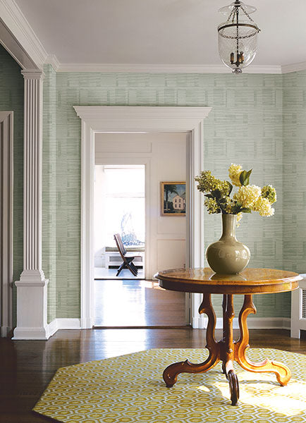 media image for Callaway Green Woven Stripes Wallpaper from Georgia Collection by Brewster 220