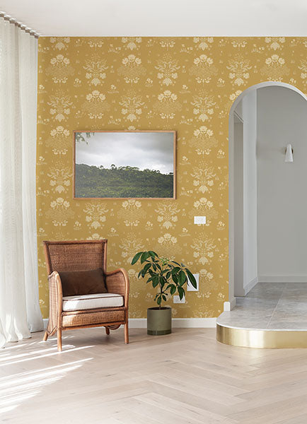 media image for elda gold delicate daises wallpaper brewster 4080 83135 3 291