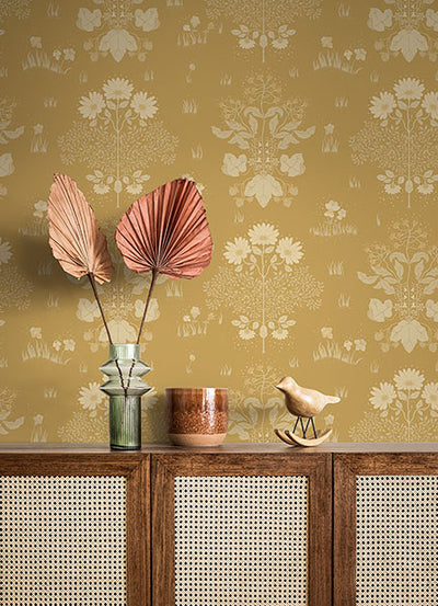 product image for elda gold delicate daises wallpaper brewster 4080 83135 4 54