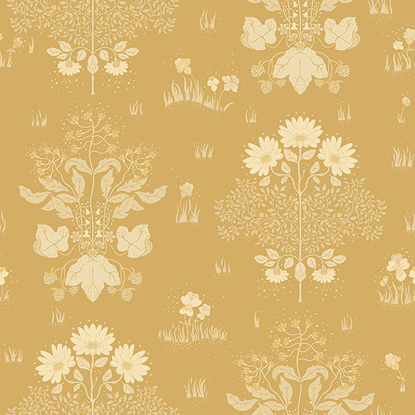 media image for Elda Gold Delicate Daises Wallpaper 246