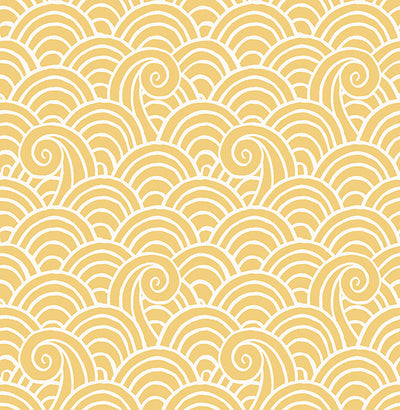 product image of Alorah Yellow Wave Wallpaper from the Happy Collection by Brewster 570