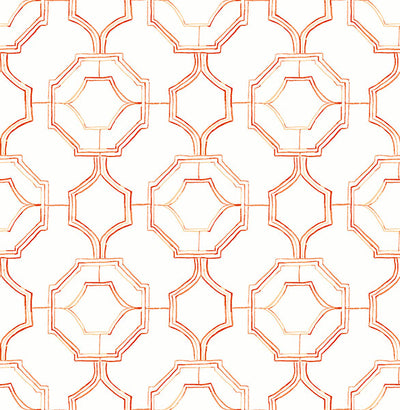 product image of Gallina Orange Trellis Wallpaper from the Happy Collection by Brewster 557