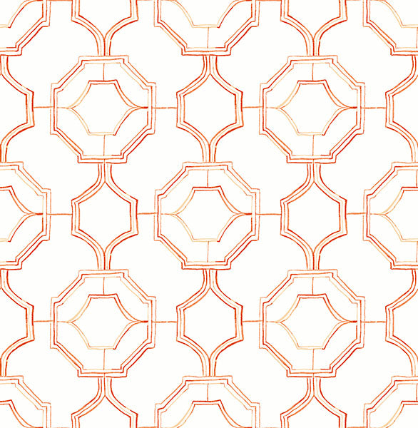 media image for Gallina Orange Trellis Wallpaper from the Happy Collection by Brewster 297