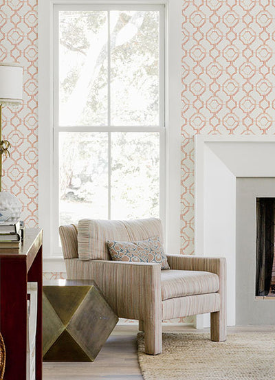 product image for Gallina Orange Trellis Wallpaper from the Happy Collection by Brewster 86