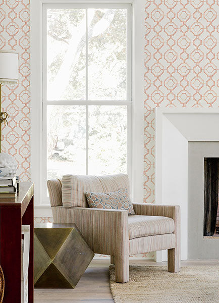 media image for Gallina Orange Trellis Wallpaper from the Happy Collection by Brewster 291