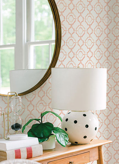 product image for Gallina Orange Trellis Wallpaper from the Happy Collection by Brewster 75