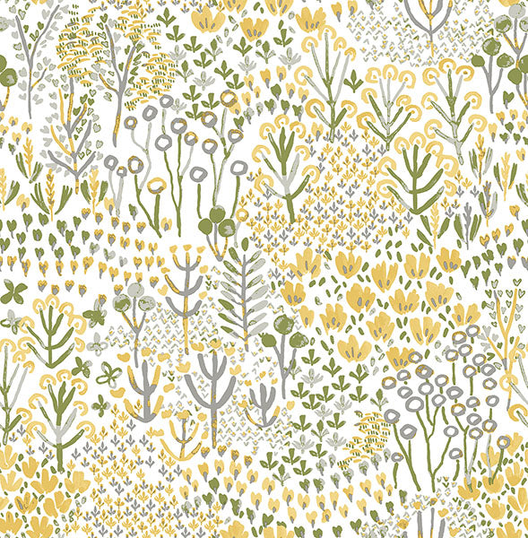 media image for Chilton Yellow Wildflowers Wallpaper from the Happy Collection by Brewster 251