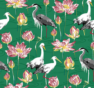 product image for Barton Green Heron Wallpaper from the Happy Collection by Brewster 24
