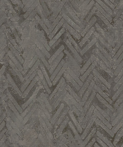 product image of Amesemi Dark Grey Distressed Herringbone Wallpaper from Lumina Collection by Brewster 56