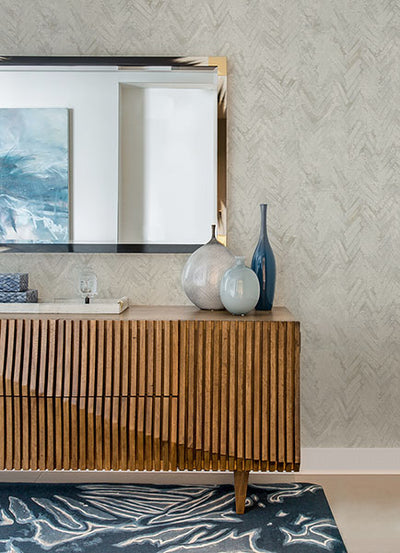 product image for Amesemi Off-White Distressed Herringbone Wallpaper from Lumina Collection by Brewster 36