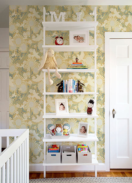 media image for Drömma Butter Songbirds and Sunflowers Wallpaper from Briony Collection by Brewster 282