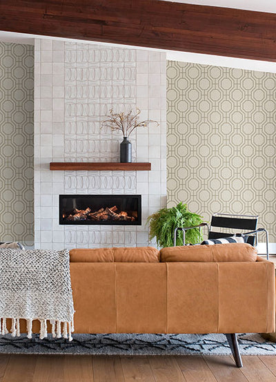 product image for Manor Taupe Geometric Trellis Wallpaper 93
