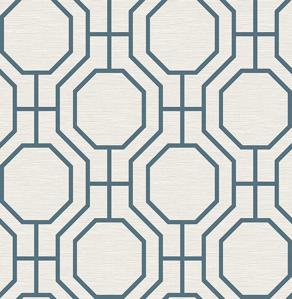 media image for Manor Blue Geometric Trellis Wallpaper 237