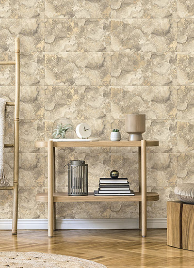 product image for Aria Neutral Marbled Tile Wallpaper from Fusion Advantage Collection by Brewster 55