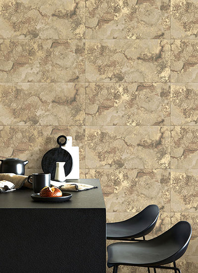 product image for Aria Light Brown Marbled Tile Wallpaper from Fusion Advantage Collection by Brewster 56