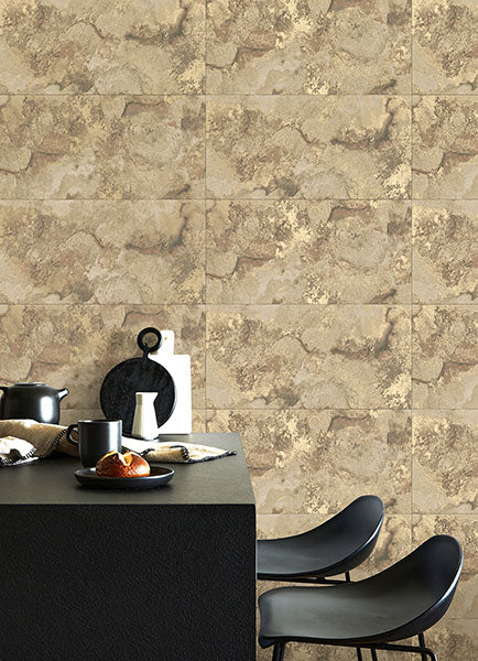media image for Aria Light Brown Marbled Tile Wallpaper from Fusion Advantage Collection by Brewster 283