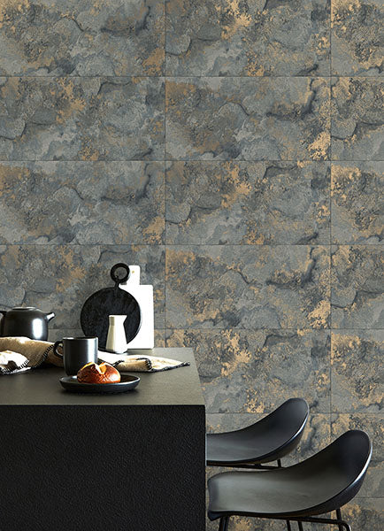 media image for Aria Slate Marbled Tile Wallpaper from Fusion Advantage Collection by Brewster 270