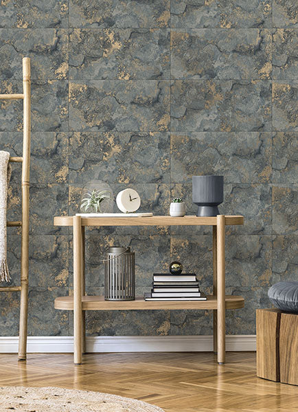 media image for Aria Slate Marbled Tile Wallpaper from Fusion Advantage Collection by Brewster 225